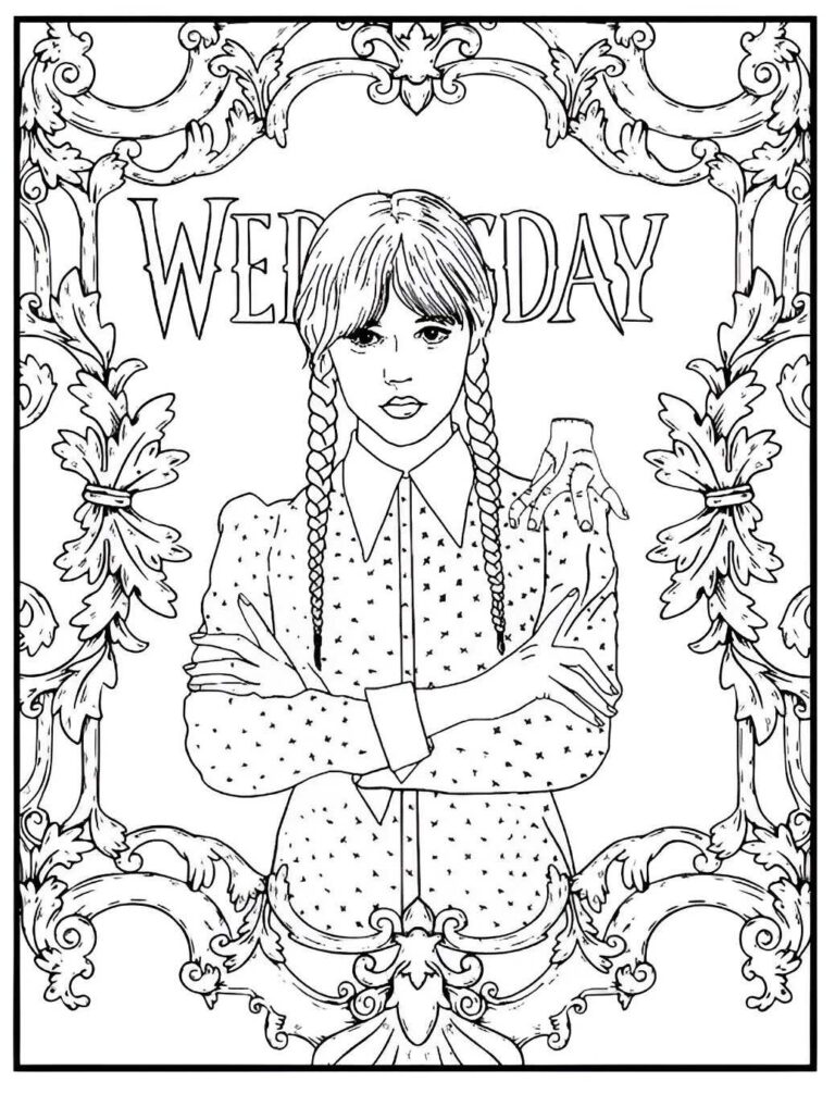 Wednesday Addams Coloring Pages Free Printable Sheets