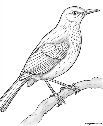 Brown Thrasher coloring pages free printable sheets