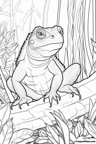 Iguana Coloring Pages Free Printable for Kids and Adults