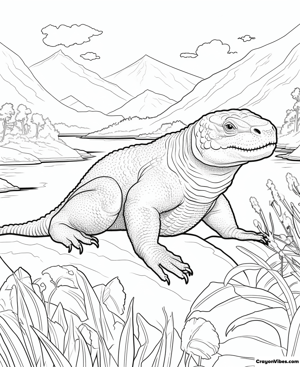 Komodo Dragon Coloring Pages Free Printable for Kids and Adults