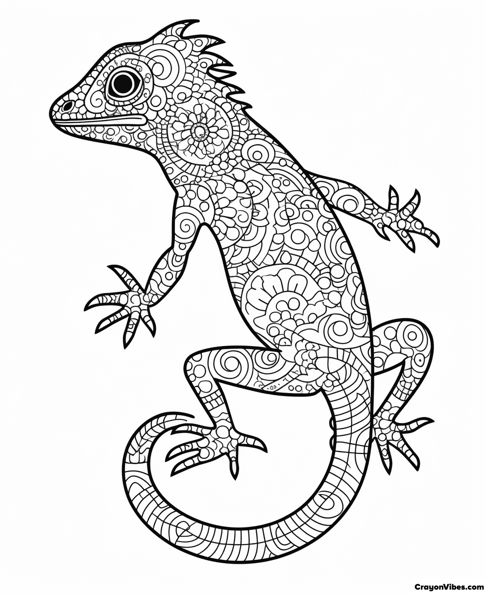 Lizard Coloring Pages Free Printable for Adults & kids