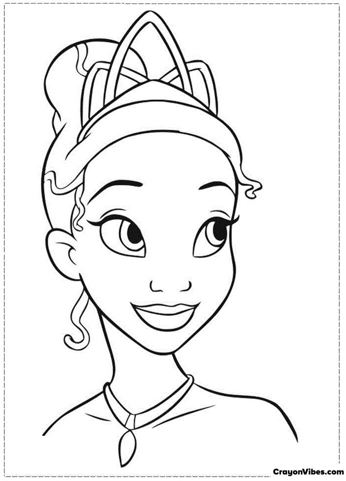 Princess Tiana Coloring Pages Free Printable for Kids