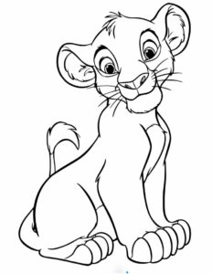 Pagine di Simba da colorare stampabili gratuitamente per i fan del Re Leone.